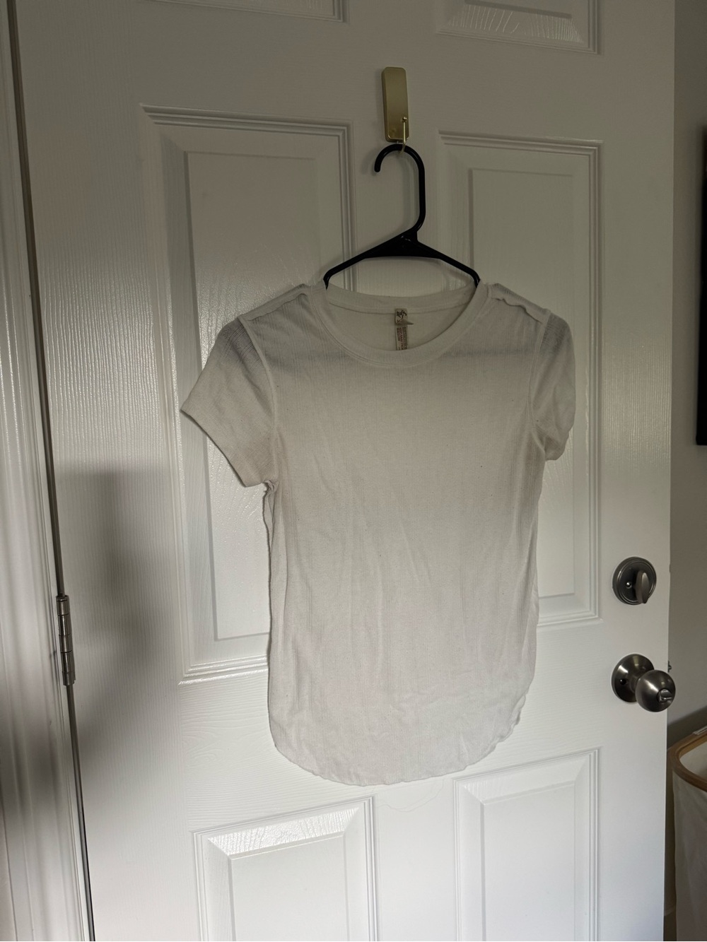 Free People White Short Sleeve Crewneck Tee